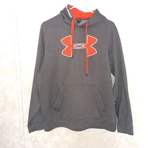 Large Under Armour Orange and Gray Hoodie, size Large, loose fit, pre loved